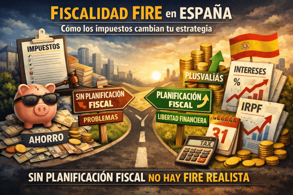Fiscalidad FIRE en España: impuestos sobre ahorro, plusvalías, IRPF y planificación fiscal en una estrategia de independencia financiera